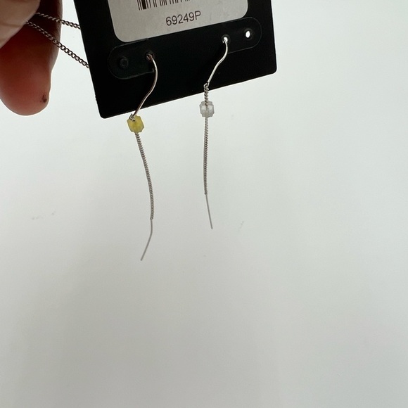 Double Silver Balls with CZ Accent Dangling Earrings - Picture 5 of 5